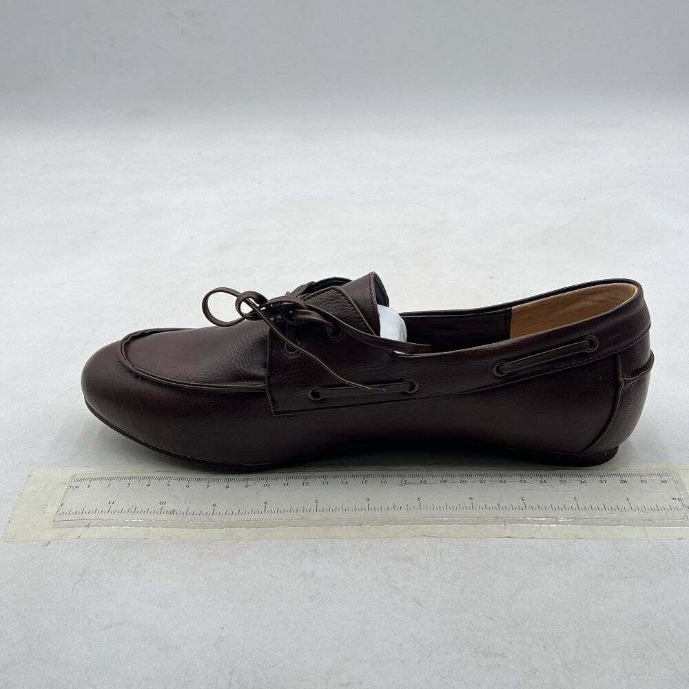 Brown Round Toe Penny Loafers Lace up Thick Sole Pumps Casual Work Daily Shoes